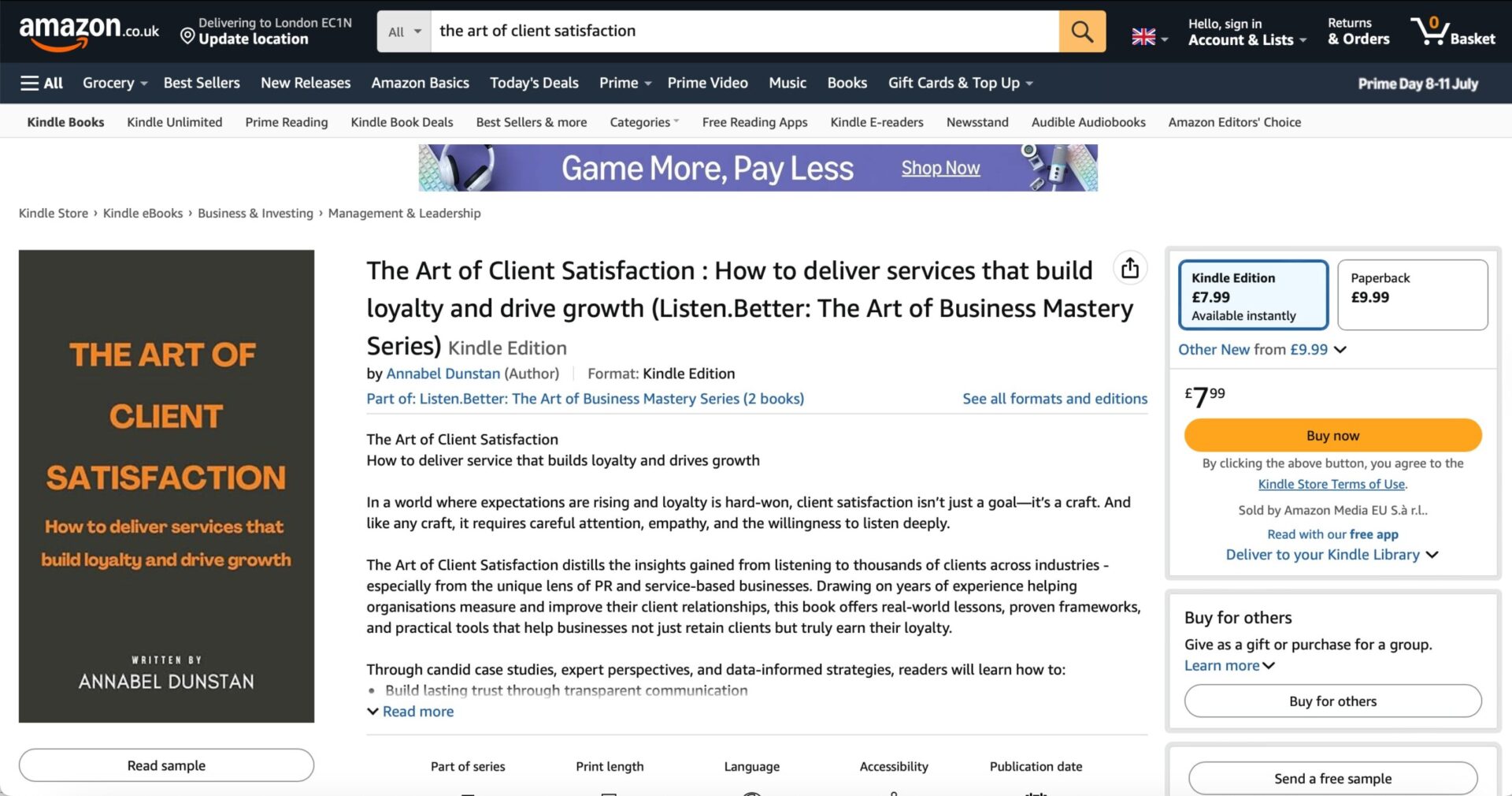 Book launch, art of client satisfaction, Amnnabel Dunstan, author