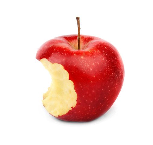 Bite Sized apple, red, bitten, brite