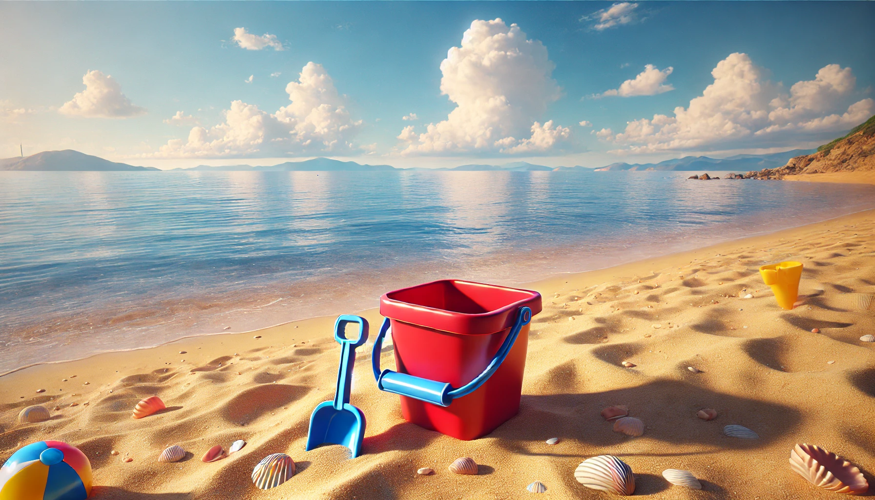 Summer slump, bucket, spade, sun, summer, sand
