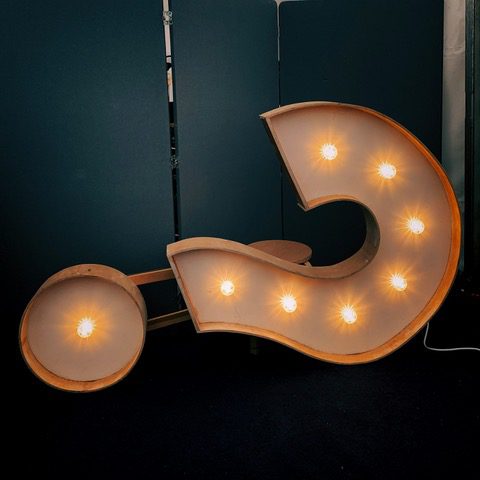 Question mark, lights,